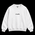 not guilty. Signature Crewneck white on black background