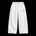not guilty. Signature Sweatpants white baggy on black background
