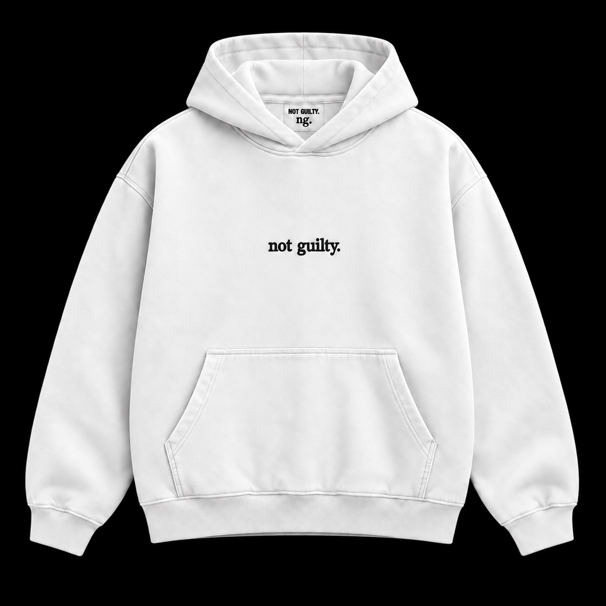 not guilty. Signature Sweatshirt white on black background