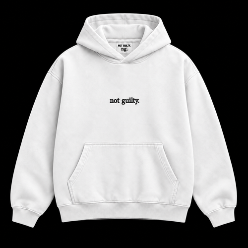 not guilty. Signature Sweatshirt white on black background