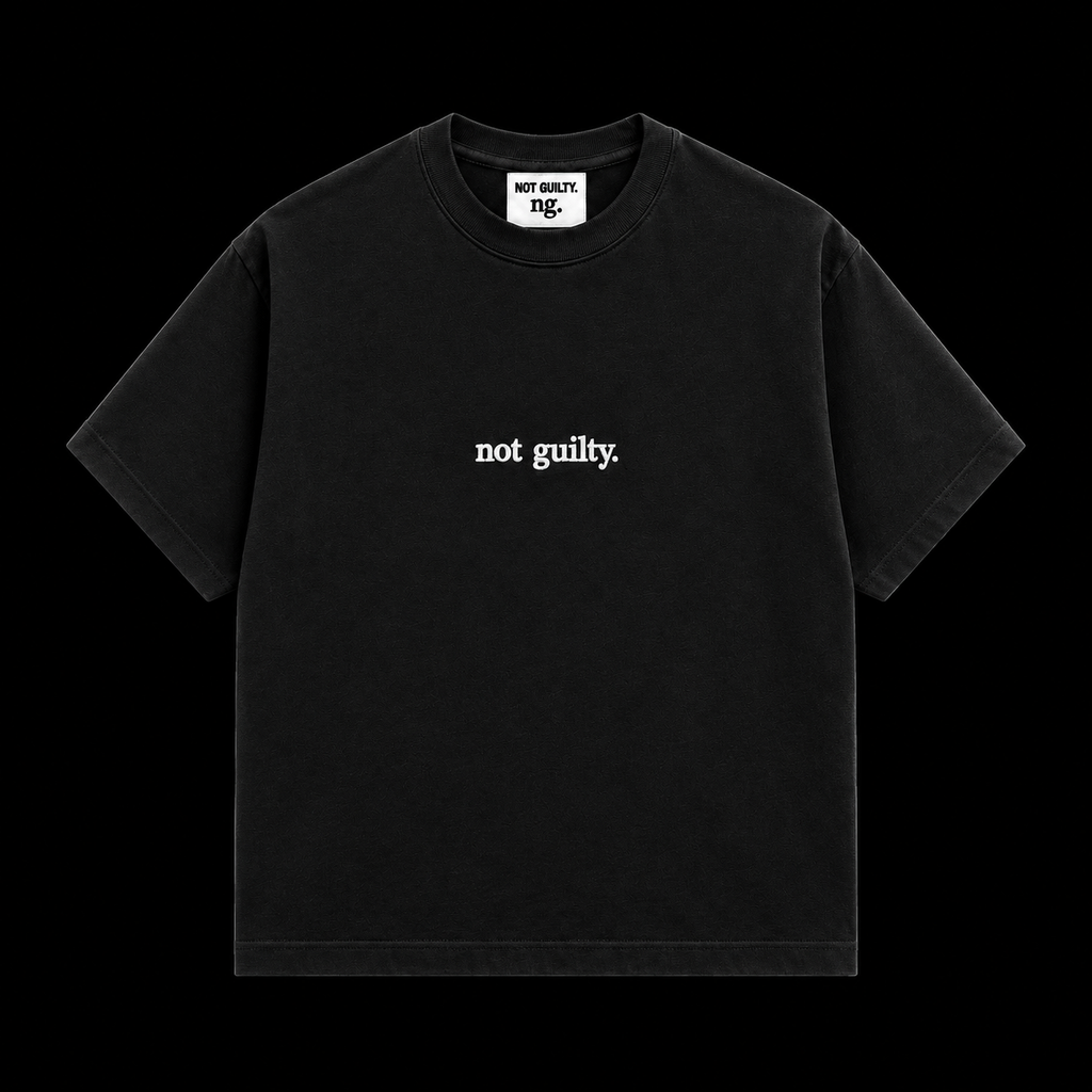 not guilty. Signature Tee black front